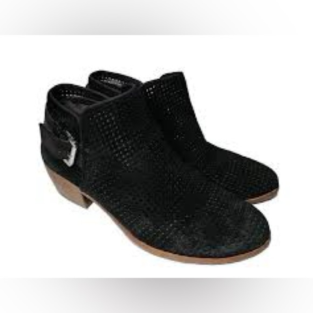 Sam Edelman “Paula” Black Perforated Suede Ankle Bootie